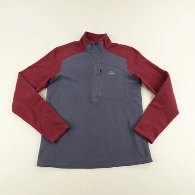 LL Bean Sweater Men Small Gray Red Trail Fleece 1/2 Zip Pullover Slightly Fitted - Image 1 of 4