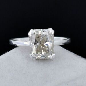 Certified 3Ct Radiant Cut White Diamond Solitaire Ring  925 Silver !