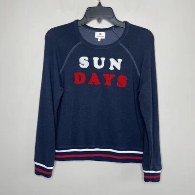 SUNDRY Sweatshirt Women 2 SUN DAYS Pullover Textured-Letters Navy Viscose-Blend - Image 1 of 4