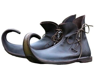 Medieval Style Leather Poulaines Shoes with Pointed Toe Renaissance Larp Shoes - Image 1 of 4