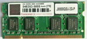 Trancend JM800QSU-2G-P 548353-5005 PC2-6400 DDR2 2GB 200pin SODIMM Laptop -.USED - Picture 1 of 1