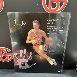 Jerry West Signed 16x20 Photo With Inscriptions And Handprint LA Lakers Steiner