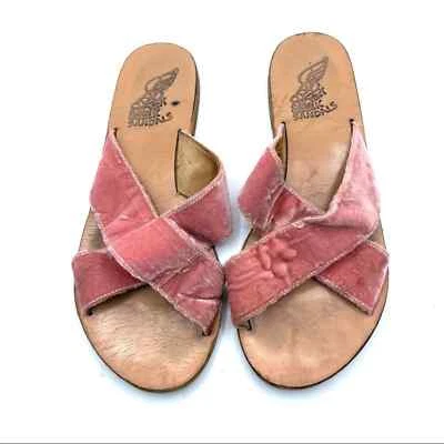 ANCIENT GREEK SANDALS Thais Dusty Pink Velvet slip on sandals sz 40 - Image 1 of 4