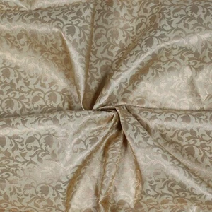 Beige Brocade Art Silk Beige Fabric For Sewing Apparel Decor By The Yard - Picture 1 of 4