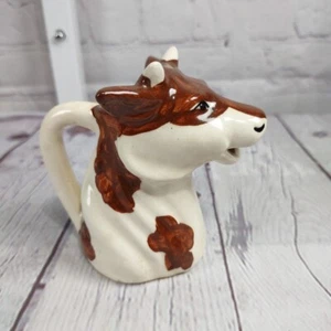 VTG Cow Creamer Mouth Pour Milk Coffee Made in Japan  Brown White Farmhouse  - Picture 1 of 6