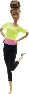 Muñeca de yoga articulada posable cabello castaño superior amarilla hecha para mover Barbie DHL83 - Imagen 1 de 5