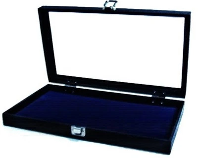 :ot of 3 Glass Top Lid Blue Pad Display Box Cases Militaria Medals Jewelry Knife - Image 1 of 3