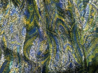 Vintage Fabric Peacock Paisley Chiffon With Shimmery Silver Lame Threads 2 Yd* - Image 1 of 4