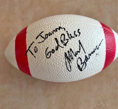 Mini fútbol americano firmado de 6” - Mark Bávaro (NY Giants) - “A Joanna, Dios los bendiga” - KFC Foto 1 de 2