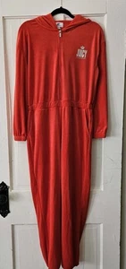 Juicy Couture Women's Red Velour Hooded Zip-Up Jogger Jumpsuit Size Medium - Picture 1 of 11