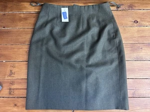 Vtg Land's End Skirt Women 6 (28") Green 100% Wool Zip Back USA y2k NEW *READ - Picture 1 of 8