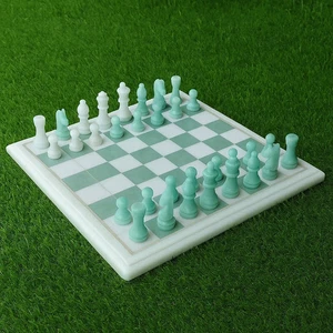 Luxury Stone Chess Set – Amazonite & White Agate Board with Pieces Gift for Him - Picture 1 of 8