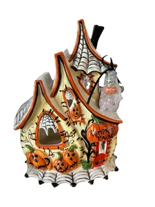 Blue Sky Clayworks Halloween PUMPKIN PALACE Tea Light Candle House NWT - Picture 1 of 7