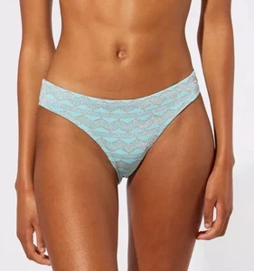 Solid & Striped Bikini Bottom “The Desi” Metallic Zig Zag Aqua/Silver Sz S NWT - Picture 1 of 12