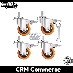 Stem Casters Heavy Duty Swivel Threaded Stem Caster Wheels with American - Picture 1 of 9