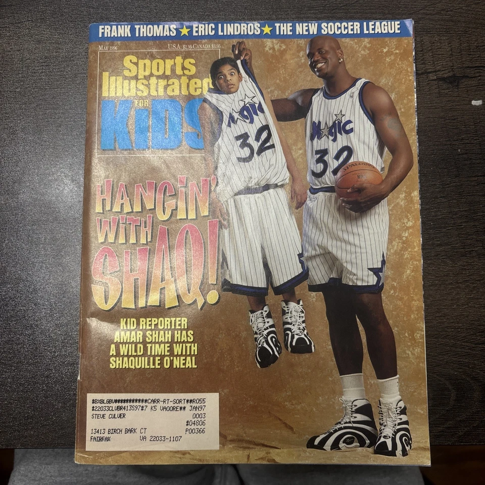 SPORTS ILLUSTRATED FOR KIDS - SHAQ - CARDS INCLUDED - MAY 1996 - Imagem 1 de 3