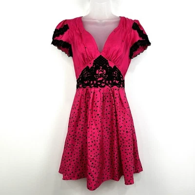 VTG Y2K Bebe Silk Dress Womens M Pink Babydoll Coquette Romantic Feminine - Image 1 of 4