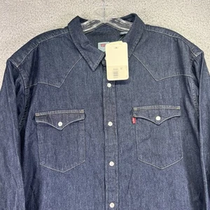 Camisa Levis Para Hombres XL Azul Denim Perla Ajuste Estándar Manga Larga Western - Imagen 1 de 11