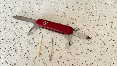 Victorinox Swiss Army Knife 4 Blade Red Multi Tool Knife ,Opener Bottle,Tweezers - Image 1 of 4