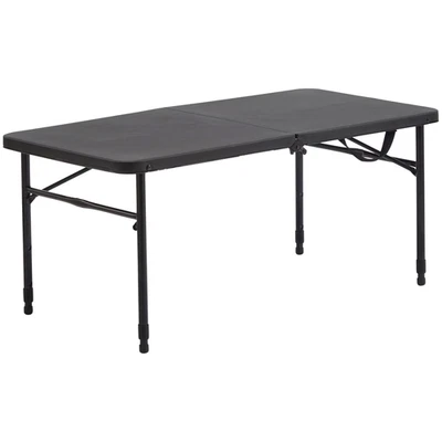 Mesa Plegable Plástico 40" Altura Ajustable Plegable a la Media, Negro Rico Foto 1 de 4