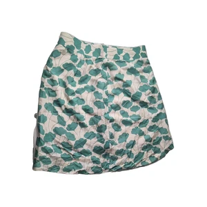 Metiseko Silk Natural Mulberry Skirt Size S Green Leaf Print Elegant Midi Piece - Picture 1 of 7
