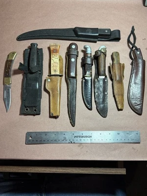 VINTAGE KNIFE LOT Case Tested XX, Western, Schrade, Imperial, ALL WITH SHEATHS - Image 1 of 4