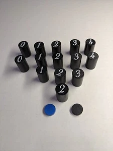 Set Of (14) Numbered Light Wood Black Board Game Pieces - Picture 1 of 6