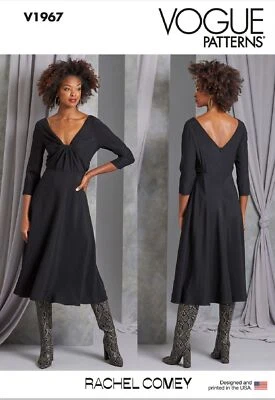 Vogue Designer Fit & Flare Drape Detail Dress Size 6-14/16-24 Sewing Pattern - Image 1 of 4