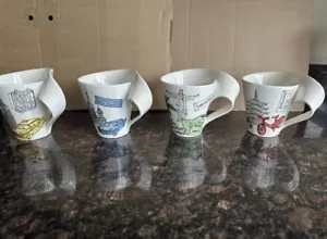 4 X Brand New Villeroy & Boch New Wave Cities Of The World Caffe Mugs.4 Cities - Picture 1 of 6