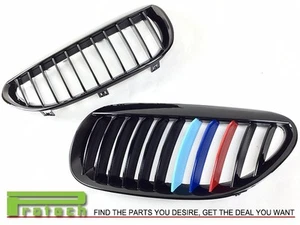 Shiny Black Front Grille /// M-Tri Color For BMW E64 640i 650i Convertible 04-10 - Picture 1 of 3
