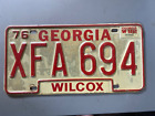 Vintage 1976 Georgia License Plate Wilcox XFA 694
