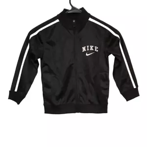 Vintage Nike Little Kids Size 4 Black Satin Lined Zip Up Jacket EUC - Picture 1 of 5