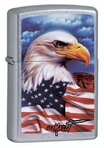 Zippo Windproof Mazzi Bald Eagle and American Flag Lighter, 24764, New In Box - Picture 1 of 2
