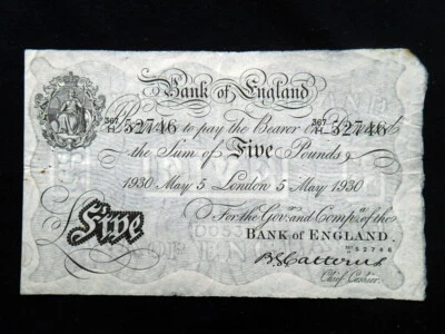 1930 Great Britain UK Banknote 5 Pounds VF+ pick328a High quality - Image 1 of 2