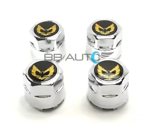 77-81 FIREBIRD TRANS AM SNOWFLAKE TURBO ALUMINUM WHEEL CENTER CAPS GOLD BIRD NEW - Picture 1 of 6