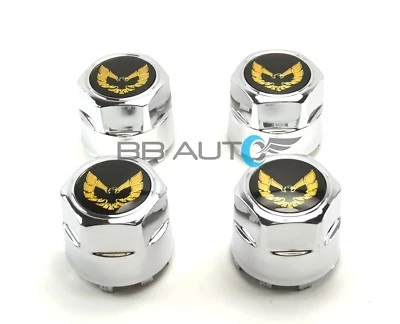 77-81 FIREBIRD TRANS AM SNOWFLAKE TURBO ALUMINUM WHEEL CENTER CAPS GOLD BIRD NEW - Image 1 of 4