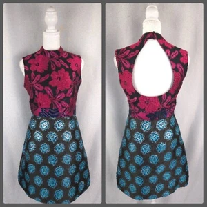 Womens Dress Small Teal Iridescent Halter Micro with Low Back Whimsigoth Prom - Picture 1 of 17