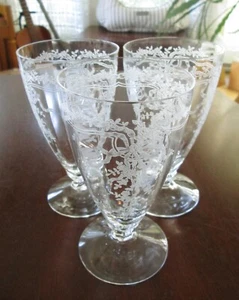 Set of 3 Fostoria June Optic Etched Tea Glasses 5 7/8" - Picture 1 of 9