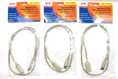 3x Three Lot Universal Serial Bus Cable, High Speed USB 2.0 Model 19103CL-3F-1E - Image 1 of 4