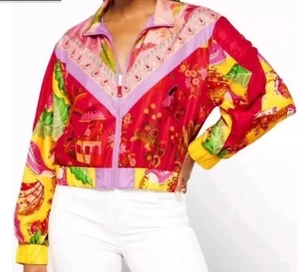 NEW FARM RIO MIXED SCARVES LIGHTWEIGHT WINDBREAKER JACKET SZ S ANTHROPOLOGIE - Picture 1 of 12