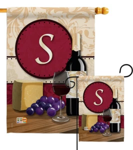 Wine S Initial Garden Flag Beverages Small Decorative Gift Yard House Banner - Picture 1 of 13