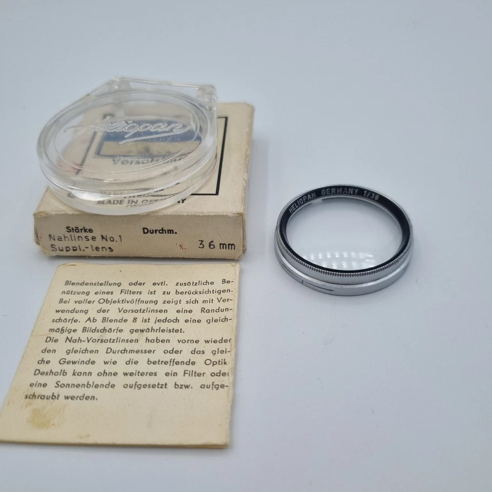 Heliopan 1/36 close up lens filter vintage push on genuine #132 - Image 1 of 3