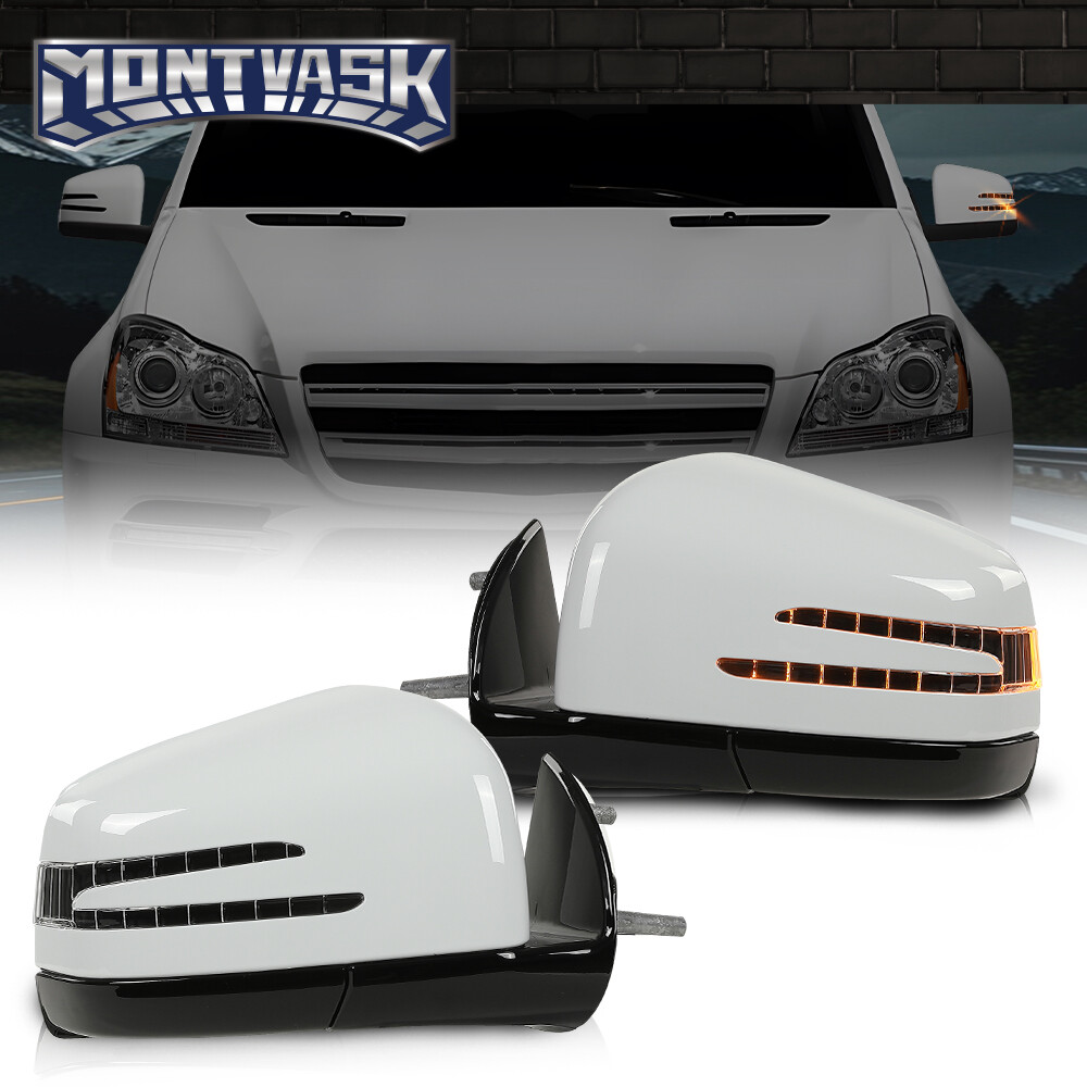 Right Passenger Side Mirror Cover With Turning Signal For Mercedes C-Class 2008-2015 - White