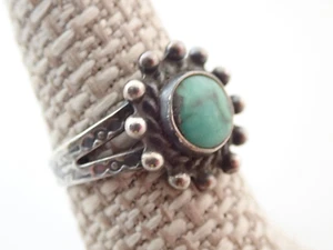 Vintage Navajo Fred Harvey Era Turquoise Sterling Stamped Band Ring Sz 7.75 - Picture 1 of 11