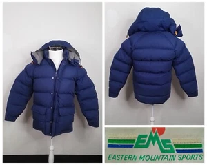 Vintage Eastern Mountain Sports Down Jacket Men's Small Blue Parka Hooded #J2144 - Picture 1 of 23