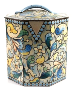 Vintage Baret Ware Achteck Teedose Paisley Blumenmuster Made in England - Bild 1 von 20