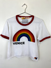  Aviator Nation Boyfriend kurzes T-Shirt Größe XS XSmall Regenbogen weiß Venedig