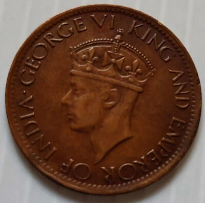 Sri Lanka (Ceylon), 1 Cent, George VI, 1942, KM# 111a, Bronze Coin (B-871) - Image 1 of 2