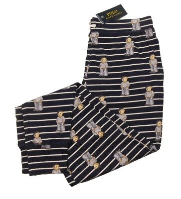 Polo Ralph Lauren Para Mujer Azul Marino Rayas Todo Polo Oso Gráfico Pantalón de Salón Foto 1 de 2