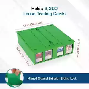 4 BCW Collectible Card Bins Green Hold 3200 Trading Cards Fits Toploaders - Picture 1 of 4